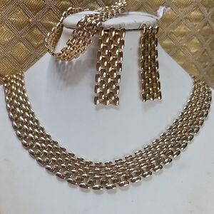 Vintage Nolan Miller Gold Necklace, Bracelet and Earring Set